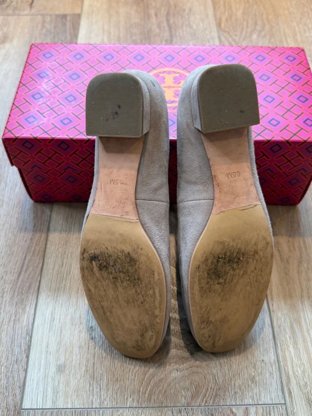 Tory Burch Gigi French Gray Suede Block Heel Pumps 6.5, In Original Box